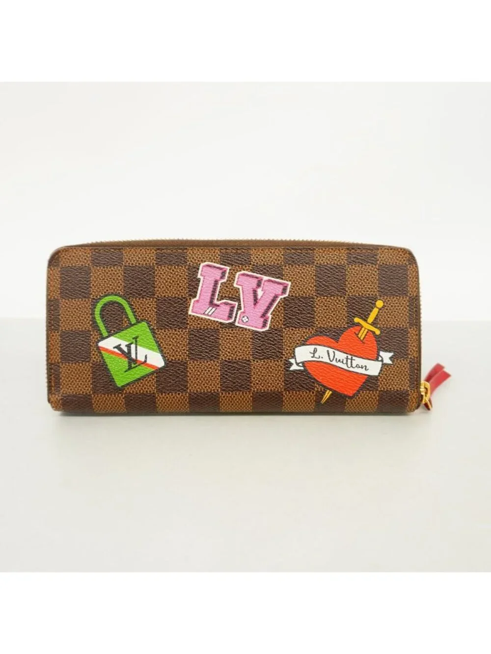 Louis Vuitton Wallet Damier LV Stories Portefeuille Clemence Ebene Cerise